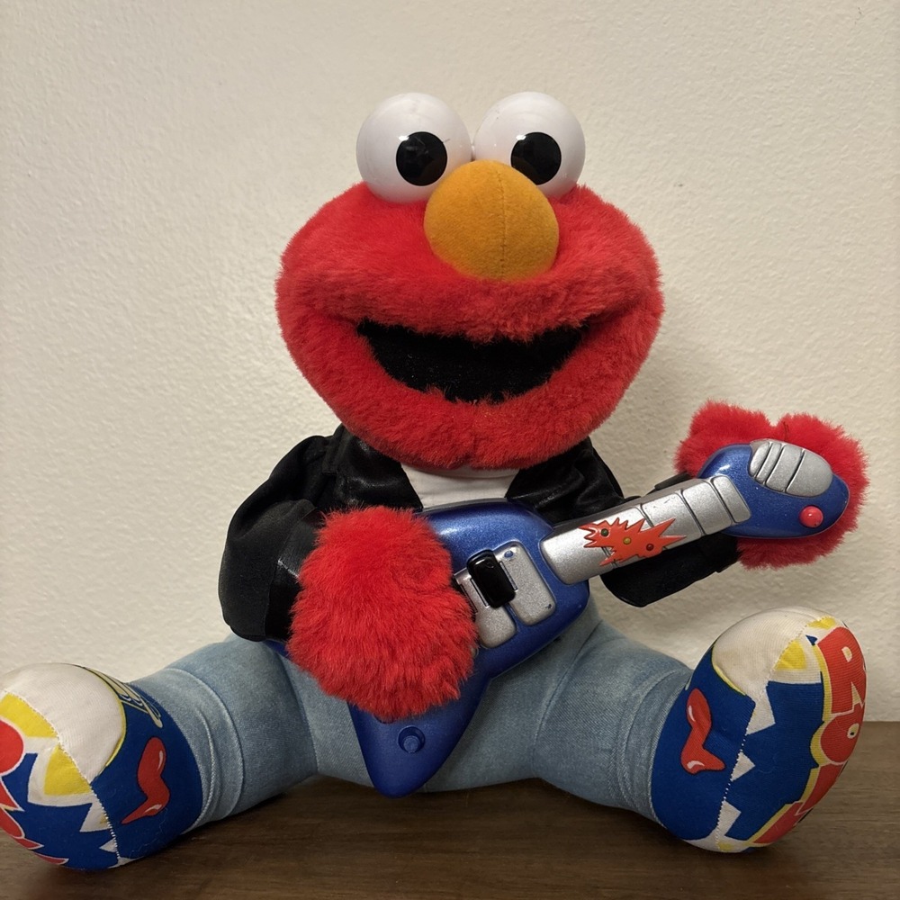 Rock and Roll ELMO w/Guitar & Leather Jacket Sings Shakes VTG 1998